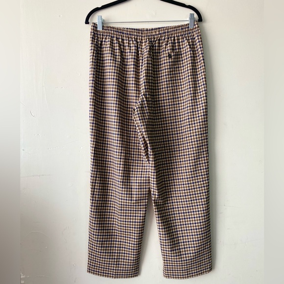 J. Crew 10P Italian Stretch Wool Pull On Trousers Navy Brown Check Tollegno 1900 - Picture 6 of 14